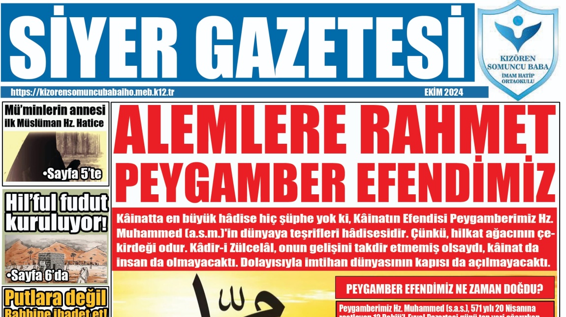 Okulumuz Öğrencileri Tarafından Hazırlanan Siyer Gazetesi Ekim Sayısı Yayında